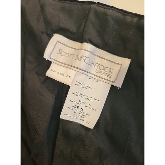 Vintage Scott McClintock Strapless Dress Black Crushed‎ Velvet Size 8 Midi - Picture 4 of 4